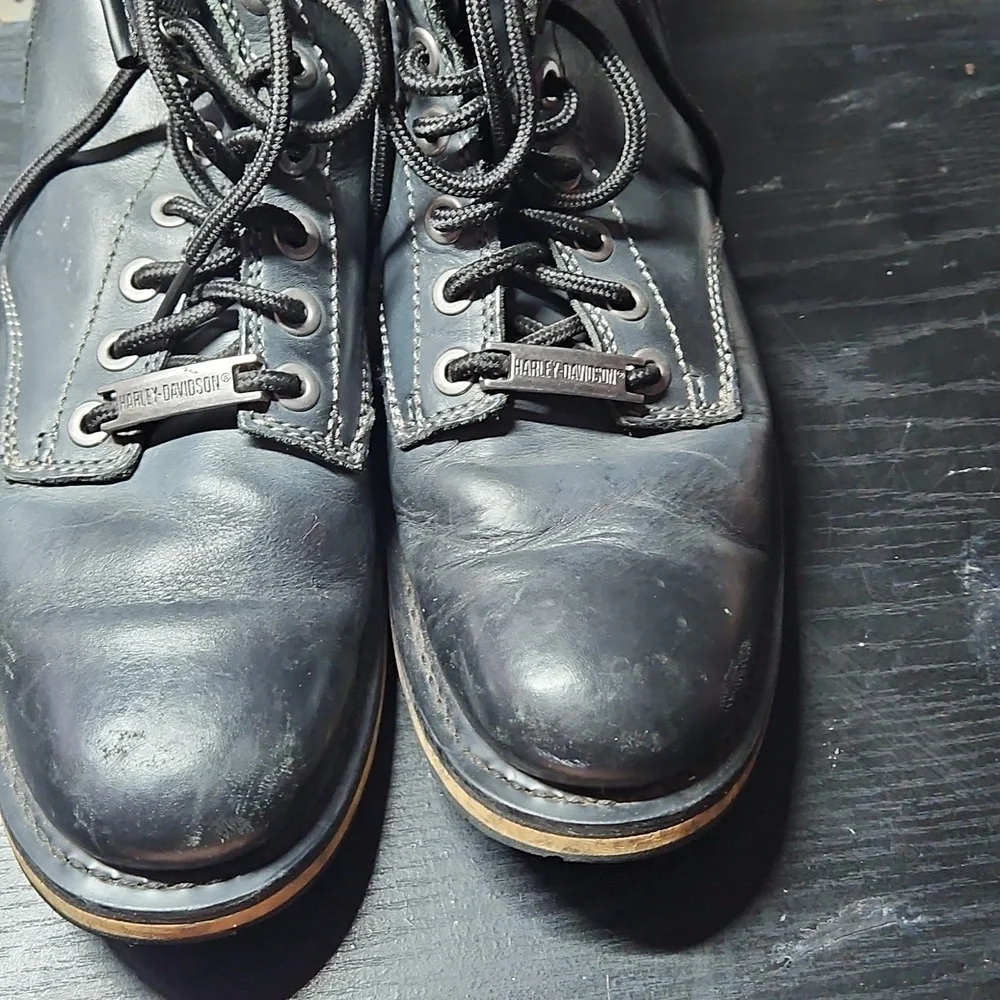 Harley-Davidson Black Leather Men's Lace-Up Boots - Picture 13 of 14
